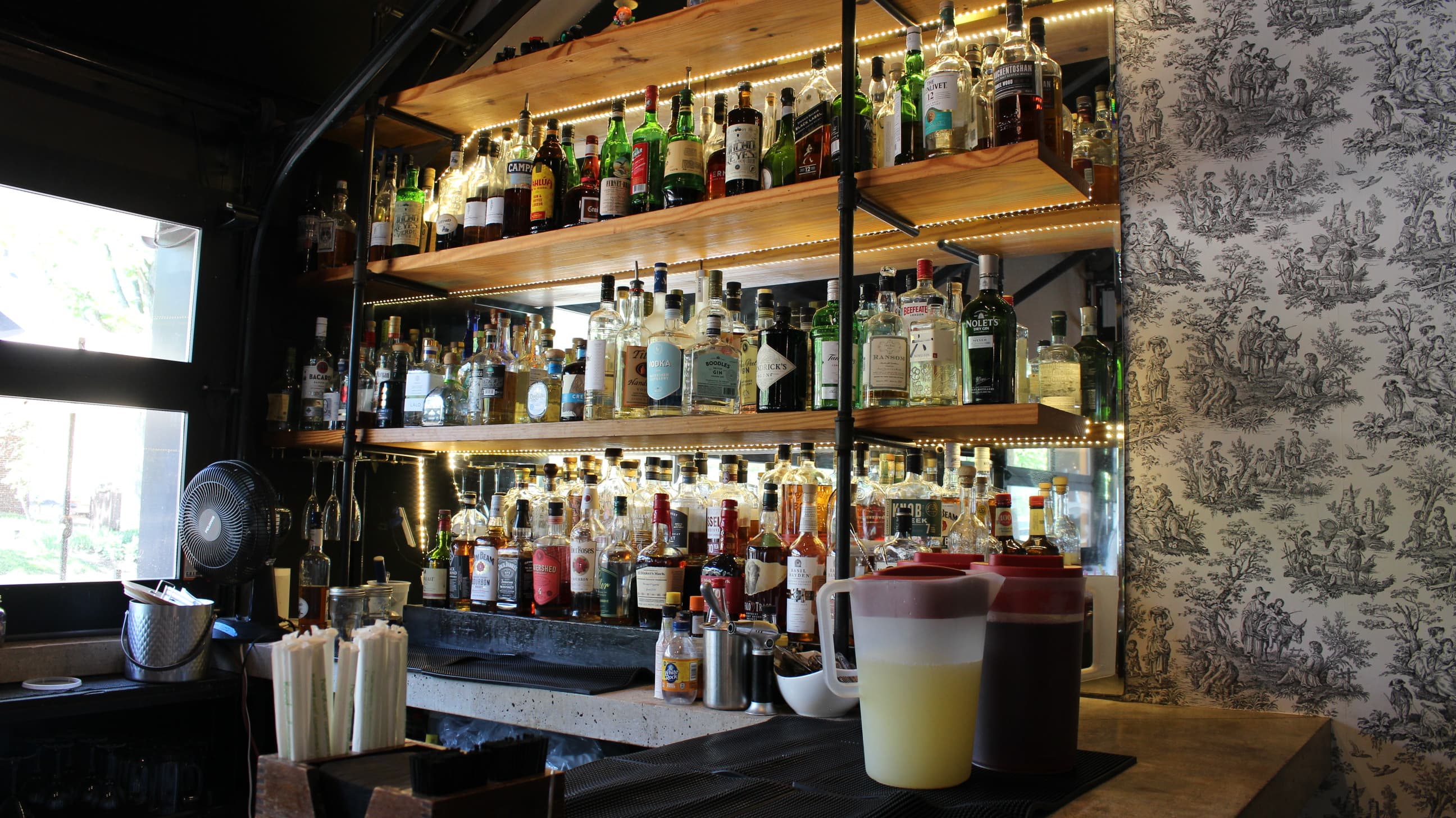 Bar spirits shelves